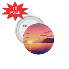 Sunset Ocean Beach Water Tropical Island Vacation 3 1 75  Buttons (10 Pack) by Pakemis