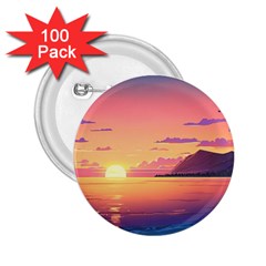 Sunset Ocean Beach Water Tropical Island Vacation 3 2 25  Buttons (100 Pack)  by Pakemis