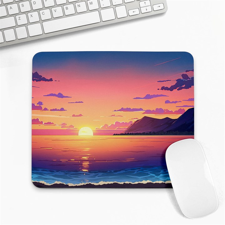 Sunset Ocean Beach Water Tropical Island Vacation 3 Large Mousepad