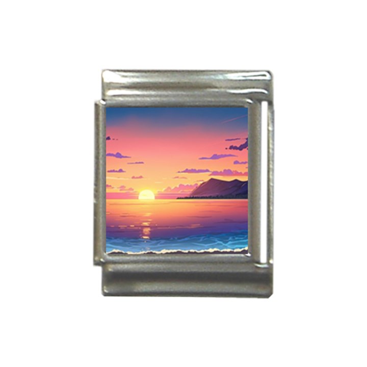 Sunset Ocean Beach Water Tropical Island Vacation 3 Italian Charm (13mm)