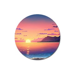 Sunset Ocean Beach Water Tropical Island Vacation 3 Magnet 3  (round) by Pakemis