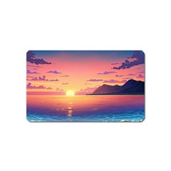 Sunset Ocean Beach Water Tropical Island Vacation 3 Magnet (name Card) by Pakemis