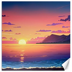 Sunset Ocean Beach Water Tropical Island Vacation 3 Canvas 12  X 12  by Pakemis