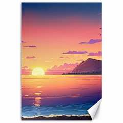 Sunset Ocean Beach Water Tropical Island Vacation 3 Canvas 12  X 18  by Pakemis