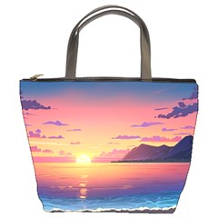 Sunset Ocean Beach Water Tropical Island Vacation 3 Bucket Bag by Pakemis