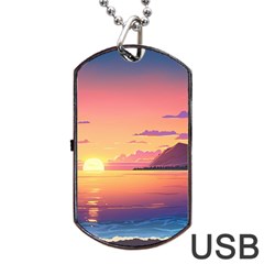 Sunset Ocean Beach Water Tropical Island Vacation 3 Dog Tag Usb Flash (two Sides) by Pakemis