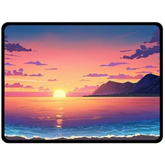 Sunset Ocean Beach Water Tropical Island Vacation 3 Fleece Blanket (large) by Pakemis