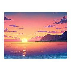 Sunset Ocean Beach Water Tropical Island Vacation 3 Premium Plush Fleece Blanket (mini) by Pakemis