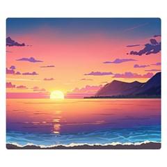 Sunset Ocean Beach Water Tropical Island Vacation 3 Premium Plush Fleece Blanket (small) by Pakemis