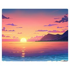 Sunset Ocean Beach Water Tropical Island Vacation 3 Premium Plush Fleece Blanket (medium) by Pakemis