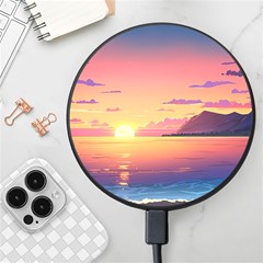 Sunset Ocean Beach Water Tropical Island Vacation 3 Wireless Fast Charger(black) by Pakemis