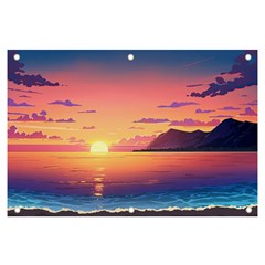 Sunset Ocean Beach Water Tropical Island Vacation 3 Banner And Sign 6  X 4  by Pakemis