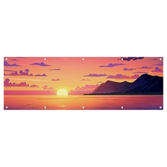 Sunset Ocean Beach Water Tropical Island Vacation 3 Banner And Sign 12  X 4  by Pakemis