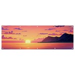 Sunset Ocean Beach Water Tropical Island Vacation 3 Banner and Sign 12  x 4  Front