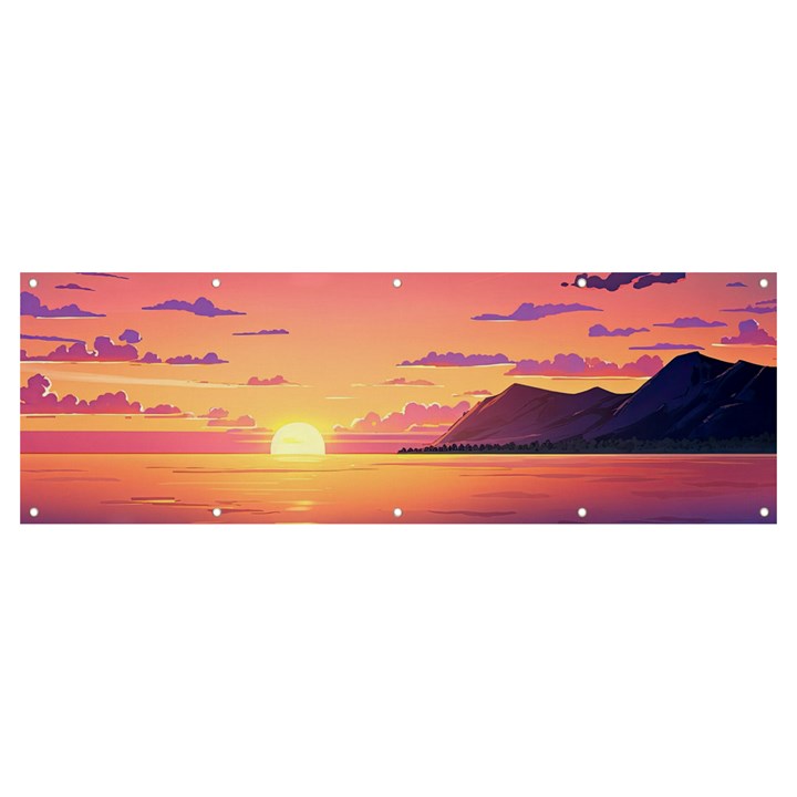 Sunset Ocean Beach Water Tropical Island Vacation 3 Banner and Sign 12  x 4 