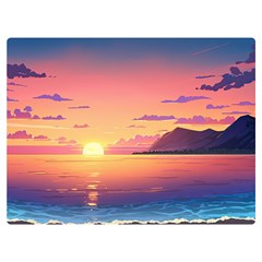 Sunset Ocean Beach Water Tropical Island Vacation 3 One Side Premium Plush Fleece Blanket (extra Small) by Pakemis