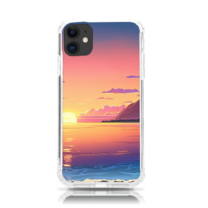 Sunset Ocean Beach Water Tropical Island Vacation 3 iPhone 11 TPU UV Print Case