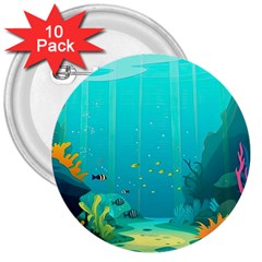 Intro Youtube Background Wallpaper Aquatic Water 3  Buttons (10 Pack)  by Pakemis