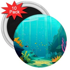 Intro Youtube Background Wallpaper Aquatic Water 3  Magnets (10 Pack)  by Pakemis