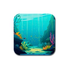 Intro Youtube Background Wallpaper Aquatic Water Rubber Square Coaster (4 Pack)