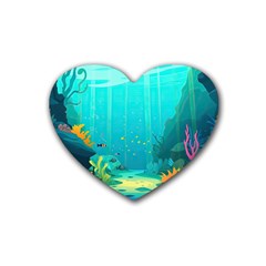 Intro Youtube Background Wallpaper Aquatic Water Rubber Heart Coaster (4 Pack) by Pakemis