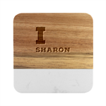 I love sharon Marble Wood Coaster (Square) Front