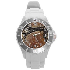 Rustic Charm Abstract Print Round Plastic Sport Watch (l) by dflcprintsclothing