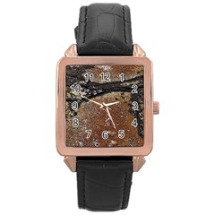 Rustic Charm Abstract Print Rose Gold Leather Watch  by dflcprintsclothing