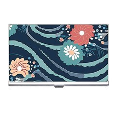 Waves Flowers Pattern Water Floral Minimalist Business Card Holder by Pakemis