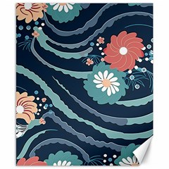 Waves Flowers Pattern Water Floral Minimalist Canvas 8  X 10  by Pakemis