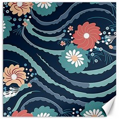 Waves Flowers Pattern Water Floral Minimalist Canvas 20  X 20  by Pakemis