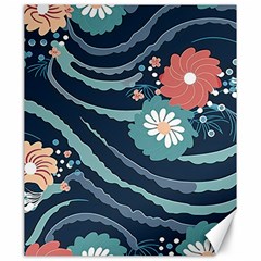 Waves Flowers Pattern Water Floral Minimalist Canvas 20  X 24  by Pakemis