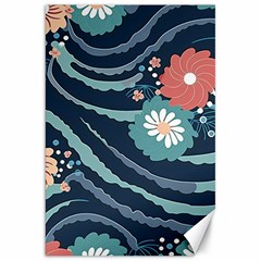 Waves Flowers Pattern Water Floral Minimalist Canvas 20  X 30  by Pakemis