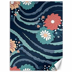 Waves Flowers Pattern Water Floral Minimalist Canvas 36  X 48  by Pakemis