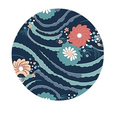 Waves Flowers Pattern Water Floral Minimalist Mini Round Pill Box (pack Of 3) by Pakemis