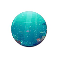 Ai Generated Ocean Sea Fish Aquatic Water Nature 3 Rubber Round Coaster (4 Pack) by Pakemis