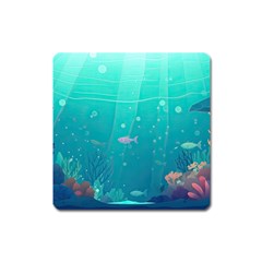 Ai Generated Ocean Sea Fish Aquatic Water Nature 3 Square Magnet by Pakemis