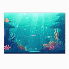 Ai Generated Ocean Sea Fish Aquatic Water Nature 3 Postcards 5  X 7  (pkg Of 10) by Pakemis