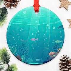 Ai Generated Ocean Sea Fish Aquatic Water Nature 3 Round Ornament (two Sides) by Pakemis