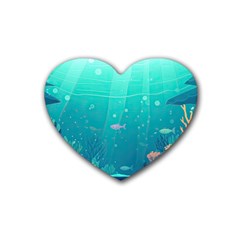 Ai Generated Ocean Sea Fish Aquatic Water Nature 3 Rubber Coaster (heart) by Pakemis