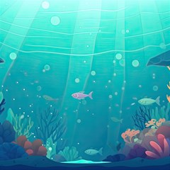 Ai Generated Ocean Sea Fish Aquatic Water Nature 3 Play Mat (rectangle) by Pakemis