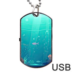 Ai Generated Ocean Sea Fish Aquatic Water Nature 3 Dog Tag Usb Flash (one Side) by Pakemis