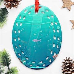 Ai Generated Ocean Sea Fish Aquatic Water Nature 3 Ornament (oval Filigree) by Pakemis