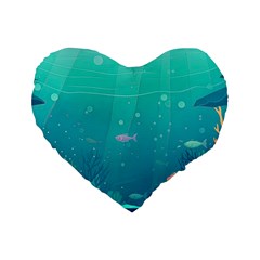 Ai Generated Ocean Sea Fish Aquatic Water Nature 3 Standard 16  Premium Flano Heart Shape Cushions by Pakemis