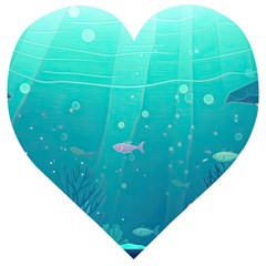 Ai Generated Ocean Sea Fish Aquatic Water Nature 3 Wooden Puzzle Heart by Pakemis