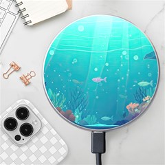 Ai Generated Ocean Sea Fish Aquatic Water Nature 3 Wireless Fast Charger(white) by Pakemis