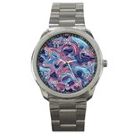 Fluid Art Pattern Sport Metal Watch Front