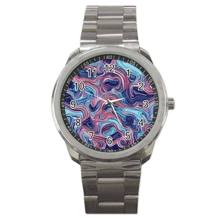 Fluid Art Pattern Sport Metal Watch