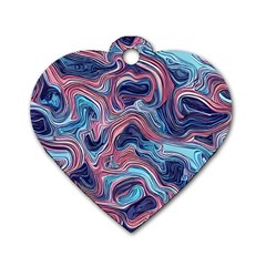 Fluid Art Pattern Dog Tag Heart (one Side) by GardenOfOphir