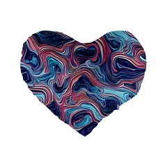 Fluid Art Pattern Standard 16  Premium Heart Shape Cushions by GardenOfOphir